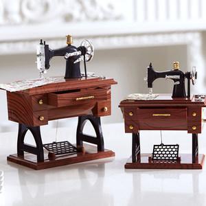复古老式缝纫机音乐盒 创意手摇发条八音盒 高仿真模型 精美礼品