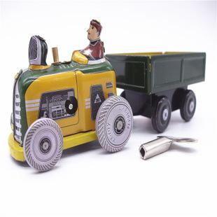 地摊货源铁皮玩具发条玩具车金属拖拉机工艺品收藏品s511